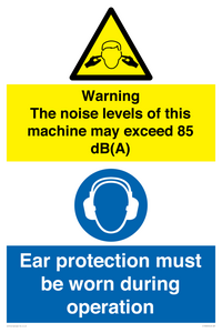 Warning The noise levels of this machine may exceed 85 db(A) Ear Protection must be word during operation